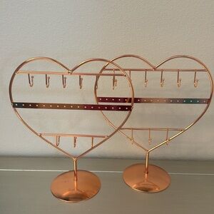 2 Copper Toned Heart Shaped Jewelry Holders